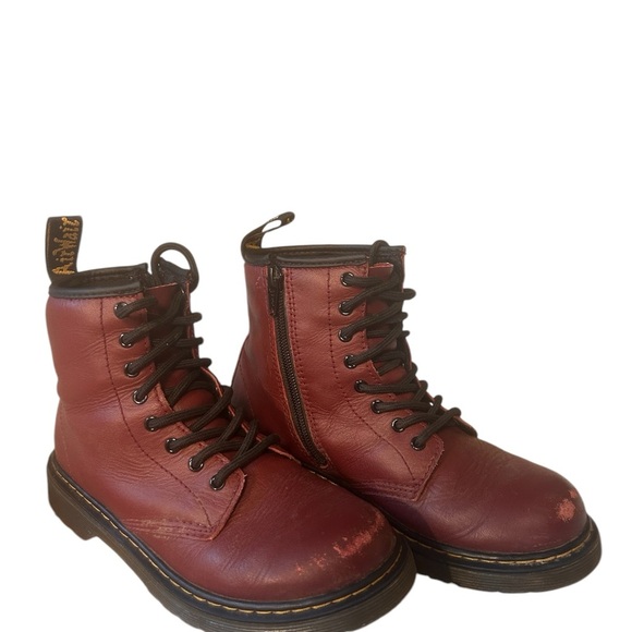 Dr. Martens Red Leather Boots youth 3 - Picture 2 of 4
